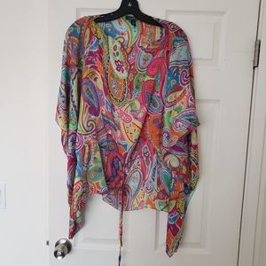 Ralph Lauren Silk Multi-Color Designed Poncho